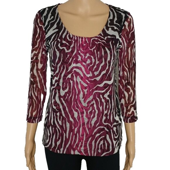 Chicos Women's size US 4/Small Zebra Sheer Lightweight Casual Retro Tunic Blouse - Picture 7 of 7